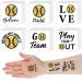 120 Pcs Softball Temporary Tattoos for Team Softball Team Gift Sports Waterproof Body Temporary Stickers Gold Softball Tattoo for Softball Team Boys Girls Fans Party Supplies  6 Styles