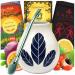Yerba Mate-Tee Starter Set Brazilian Mate Tee 3x50g Herbs and fruits Yerba Mate Tea Ceramic Mate cups Hoja white 350ml cup Steel drinking neck bombilla Gluten-free