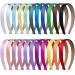 Duufin 22 Pieces Satin Headbands 2cm Plain Headband Non-slip Hair Headband Colorful DIY Headbands for Women and Girls  22 Colors Multicolored