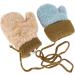 Kids Toddlers Knitted Fleece-Lined Mittens with String - Green | Winter Warm Cartoon Gloves for Ages 0-3 - Buy Online on GoSupps.com