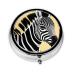 Black and White Zebraround Pill Box 3 Compartments Round Pill Box Organizer for Purse Or Pocket &*Portable Travel Pill Box