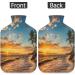 Sunrise Tropical Beach Hot Water Bottle 2L - Fluffy Cover for Cozy Pain Relief - Ideal for Back Neck & Shoulders - Buy Online on GoSupps.com