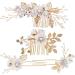 Didiseaon Flower Bridal Combs Bridal Flower Hair Accessory Rhinestone Hairpin Rhinestones Wedding Side Comb Handmade Flower Pearl Hairpin for Wedding Bridal - Buy Online on GoSupps.com