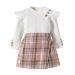 Miipat Baby Girl Clothes Set Fall Winter Long Sleeves Toddler Girls Outfits Pullover Tops with Mini Skirts Sets Girls Dress 5-6 Years WhitePink