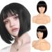 Unonet Black Bob Wig Short Bob Wigs with Bangs for Women  High Temperature Fiber Synthetic Straight Short Hair Wig for Daily Cosplay Party Christmas Use (Black) 1B
