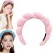 DEPAJA Skincare Headbands Spa Headband for Washing Face  Sponge Puffy Headband  Makeup Headband for Face  Terry Towel Cloth Fabric Head Band for Makeup Removal Cute Hair Band for Shower (Pink)