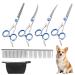 5 Pcs Dog Grooming Tool Set Pet Hair Care Thinning Shears Professional Dog Grooming Curved Scissors with Comb & Storage Bag Safety Round Tip Stainless Steel Dog Hair Scissors for Face Body Paws