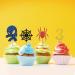 Spider Boy 3rd Birthday Cupcake Toppers Blue&Red Glitter Spider Three Cupcake Decor Happy 3rd Birthday Cake Decorations for Boy's Birthday Cartoon Themed Birthday Party Supplies - 24pcs - Buy Online on GoSupps.com