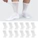 LIN Diabetic Socks for Men & Women Non-Binding Circulatory Extra Wide Top Socks Edema Neuropathy Lymphedema 4 6 12 Pairs Crew/Snow White  12 Pairs  9-11