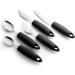Special Supplies Adaptive Utensils - 5-Piece Kitchen Set for Hand Tremors, Arthritis, Parkinsons, Elderly - Non-Weighted, Non-Slip Handles - Stainless Steel Knives, Fork, Spoons (Black) - Buy Online on GoSupps.com