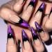 Shop TBRZTR Halloween Press On Nails - Purple French Bat Design Medium Almond Shape Reusable Coffin Acrylic Nails for Women - Buy Online on GoSupps.com