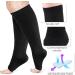 2 Pairs Plus Size Compression Socks for Women - Open Toe Knee High 15-25mmHg | Supportive Flight Stockings (XXL Black/Beige - Buy Online on GoSupps.com