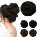 JJstar Messy Hair Bun Curly Wavy Hair Scrunchies Accessories Pieces for Women Girls Synthetic Hair Chignons (Black Brown)