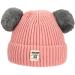 XYIYI Baby Kids Winter Warm Knit Hat Infant Toddler Crochet Fur Pom Beanie Cap for 6-24Months Boys Girls 6-24 Months Pink