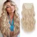 Hair Extensions Clip in 4Pcs Bleach Blonde Hair Extensions Long Wavy Full Head 20Inch Clip in Hair Extensions Synthetic Fiber Hair Pieces for Women