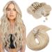 Moresoo Microring Extensions Real Hair Blond 55 cm Micro Loop Extensions Real Hair #P14/613 Strawberry Blond Mixed with platinum blonde Microring Extensions Blonde Seidig just 1g/s 50g/Pack 55 cm 1.Microring #14/613