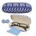 SwirlColor Glasses Case Bohemia Elephant Print Glasses Case Hard Shell with Blue Cleaning Cloth (Blue Glasses Case)