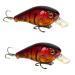 Tackle HD 2-Pack Square Bill Crankbait, 2.75" Lipped Rattle Crankbaits with Fishing Hooks, Top Water Fishing Lures for Crappie, Walleye, Perch, or Bass Fishing Red Craw