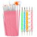 20pc Nail Art Painting Brush Pen Tools Kit UV Gel Building Drawing Linering Brushes Set Mandala Nail Dotting Pens (Pink)