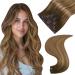 Easyouth Clip Extensions Real Hair Remy Clip in Real Hair Extensions Balayage Clip in Hair Cancer Medium Break Mix Honeyblond and Medium Brown 22 inches 120g #4/27/4 55.88 cm 1-4 CP #4/27/4 7PCs