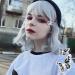 Women's Short Bob Wig with Bangs Curly Wavy Harajuku Style - Silver White Color - Perfect for Daily Wear, Halloween, and Cosplay Parties - Buy Online on GoSupps.com