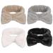 GOTH Perhk 4 Pack Spa Bowknot Hair Bands Coral Fleece Makeup Headband Elastic Head Wrap for Washing Face Shower Yoga Sports Skincare(Black White Gray Khaki)