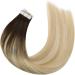 Moresoo 20 Inch Tape in Real Human Hair Extensions Brown Root Ombre to Caramel Blonde with Platinum Blonde Balayage - 20 Pcs/50g #2/27/613 - Buy Online on GoSupps.com