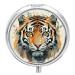Round Pill Box Year of The Tiger Tiger Face Print 3 Compartment Medicine Pill Case Print Pill Organizer Decorative Metal Portable Pill Box Pocket Pill Box