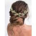 Campsis Rhinestone Bridal Hair Vine | Gold Flower Crystal Headband for Wedding | Leaf Hair Accessory for Bride Bridesmaid - Buy Online on GoSupps.com