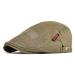 VOBOOM Men Cotton Adjustable Newsboy Beret Ivy Cap Cabbie Flat Cap Dark Brown
