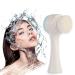 2 in 1 Double Sided Face Brush for Cleansing and Exfoliating - Silicone Cleansing Side with Soft Bristles - White and Blue - Buy Online on GoSupps.com