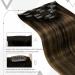 Laavoo Brown Balayage Clip In Extensions - Remy Human Hair Ombre Dark to Light Brown 10pcs 40cm Thick Real Hair #2/8/2 - Buy Online on GoSupps.com