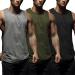 COOFANDY Men's 3 Pack Workout Tank Tops Sleeveless Gym Shirts Bodybuilding Fitness Muscle Tee Shirts Black/Medium Grey/Army Green Medium