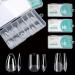 Soft Gel X False Nail Tips 3 Styles Kit - Medium Almond Square and Short Ballerina 360PCS Pre-shaped Half Matte Full Cover Acrylic Nail Tips Nail Extension DIY Manicure Salon Home 12 Sizes BlueZOO 360PCS Medium Length False Nail Tips