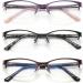HOTJOJO 3 Pack Blue Light Blocking Women's Reading Glasses 1.75x - Metal Oval Half Frame Readers with Anti Blue Ray Technology and Spring Hinge - Reduce Eye Strain and Headache - Black Red Purple - Buy Online on GoSupps.com