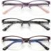 HOTJOJO 3 Pack Women's Blue Light Blocking Reading Glasses | Metal Oval Half Frame Readers with Spring Hinge | Anti Blue Ray | Reduce Eye Strain | 1.5x Magnification Strength | Black Red Purple - Buy Online on GoSupps.com