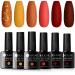 UR SUGAR Fall Gel Nail Polish Set, 6 Colors Autumn Winter Maple Pumpkin Red Orange Glitter Gel Polish Kit Thanksgiving Day Halloween Gifts Soak Off Gel Polish Nail Art Manicure Kits for Women Autumn Maple 6 Count (Pack of 1)