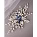 Women's Sapphire Crystal Blue Flower Hair Vine Comb - Silver Wedding Accessory - Buy Online on GoSupps.com