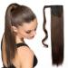 Pferdeschwanz hair part braid clip in ponytail hair extension extension hair piece wrap on how real hair medium brown smooth-23 "(58.5cm)