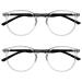 Opulize met reading glasses 2 Pack slim round frame spring hinges scratch-resistant black bracket men women rr60-c +1.50 dioptria clear front with black arms