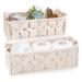 Macrame Storage Basket Boho Decor Bathroom Basket for Organizing, Woven Decorative Basket Toilet Basket Tank Topper for Bathroom Decor Bedroom Nursery Living Room Entryway (Set of 2, Ivory) Beige