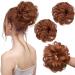 PORSMEER 2 pieces Messy Hair Buns Extensions Curly Wavy Hair Elastic Easy Scrunchies for Women Girls Large Synthetic Donut Updo Hair Pieces Hair Chignons copper red 350#