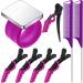 Magnetic Wrist Sewing Pincushion Pin Holder Wristband Pin Cushion Holder with 2 Pieces Stainless Steel Pintail Rat Tail Comb 5 Pieces Wide Teeth Alligator Sectioning Hair Clip for Hair Sewing (Purple)