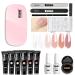 Vishine Poly Extension Gel Nail Kit Mini Nail Lamp Needed Clear Builder Jelly Gel Pink Nude Poly Nail Enhancement Trial All in One French Manicure Kit for Nail Art Starter Kit Nails