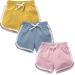 qtGLB Girls Shorts 3-Pack 100% Cotton Active Athletic Running Sleeping for Toddler Kids Big Girl's 8-10 Yellow Pink Blue