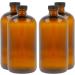 32oz Amber Glass Soap Dispenser - Refillable Apothecary Bottles with Black Pumps - Pack of 4 for Bath & Kitchen Accessories - Buy Online on GoSupps.com