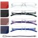 Hubeye 4 Pack frameworkless reading glasses light and convenient anti-blue light reading aid for women men with glasses holster +2.0 black/clear/blue/purple 2.0 diopters