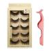False Eyelashes 5 Pairs Natural False Eyelashes Set Reusable Handmade 3D false eyelashes with eyelash tweezers (Bomb) yellow
