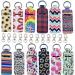24pcs Lip Balm Chapstick Holder Keychain 12 pcs Wristlet Lanyards 12 pieces Neoprene Lipstick Protective Cases Cover Portable Balm Holders for Girls Women
