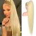 Flufymooz ponytail extension horse -tailed extension 91 cm long straight ponytail with cord curly ponytail Synthetic hair part for women (blond) 91 cm blonde